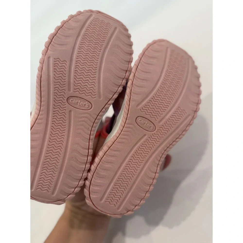 CARTERS Toddelr Girls Pink Sandals 12 Slip On Kwando Walking Shoes Summer New